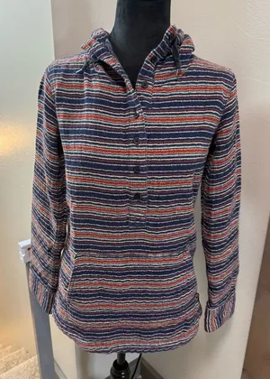Burton Women's Colorful Stripe Serape Popover Sweatshirt Hoodie Half Button XS‎ thumbnail 1