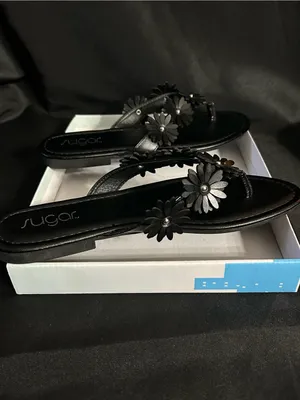 Sugar Finesse Women’s Black Daisy Floral Thong Sandals SZ 9 BNIB thumbnail 6