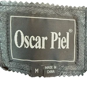 Oscar Piel 100% Leather Belted Button Front Black Coat‎ Jacket Sz M thumbnail 6