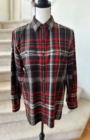 Vintage Ralph Lauren Brown Yellow Red Plaid Worsted Wool Button Down thumbnail 1