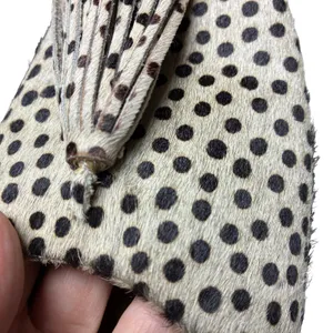 Clanni Calf Hair Polka Dot Mules Tassel Pointed Toe Tan Black Shoes Size 7.5 thumbnail 6