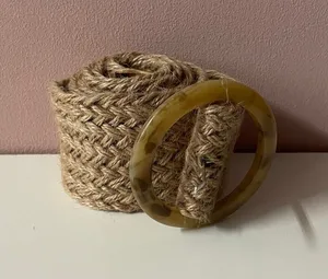 Tan/Brown Lightweight Woven Wide Waist Belt thumbnail 1