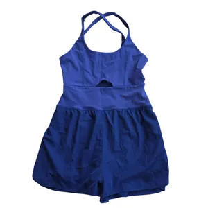 Womens Royal Blue Activewear Romper Runsie Cutout Crisscross Back Medium thumbnail 2