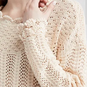 Paige Kuzuyu Ecru Crochet Sweater Women’s XL Cottage core Bohemian‎ thumbnail 8