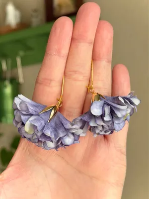 Handmade fairy cute flower unique style dangle earrings💜 thumbnail 4