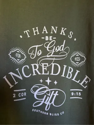 Southern Bliss Co His Incredible Gift Crewneck Sweatshirt Olive Green Large thumbnail 3