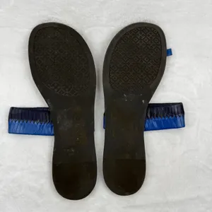 Tory Burch Blue Woven Leather‎ Toe Ring Slide Flat Sandals Womens 8.5 Estimated thumbnail 8
