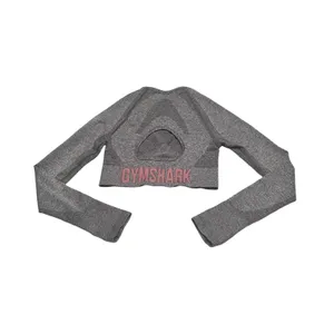 Gymshark Vital Seamless 2.0 Long Sleeve Crop Top Charcoal Marl Pink Womens‎ S thumbnail 3