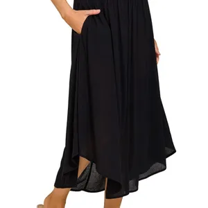 Zenana Woven Crinkle Smocked Waist Maxi Skirt W‎ Pockets thumbnail 4