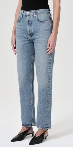 AGOLDE 90s Pinch Waist High Rise Straight Jeans in Navigate thumbnail 1