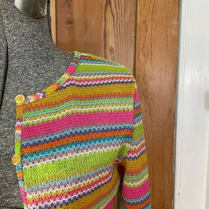 Blue Blush Rainbow Daze Knit Crop Cardigan - Size Medium thumbnail 6