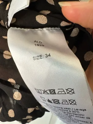 GANNI 2025 Polka Dot Print Mock Neck Smocked Ruffle Pleated Flowy blouse top XS thumbnail 11