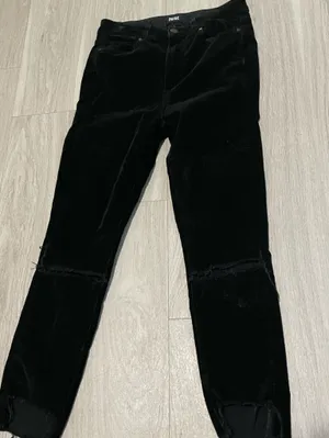 PAIGE Black Velvet Skinny Jeans with open Knee Seam thumbnail 1