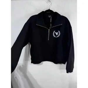 Hype and Vice Crop XL Black West Virginia WVU Half Zip Sweatshirt Collegiate New thumbnail 2