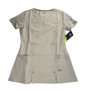 Dickies Xtreme Stretch V-Neck Scrub Top Dark Khaki‎ Stretch XXS Pockets Medical thumbnail 1