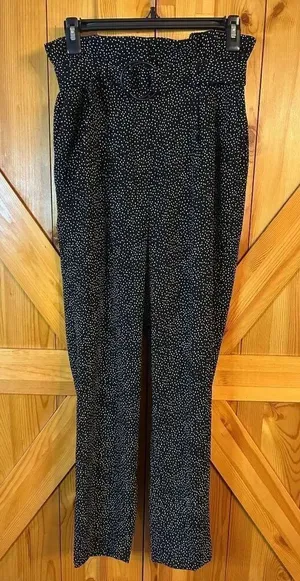 Express Ankle High Rise Black White Dress Pants Belted Front Pockets Size 4R (89 thumbnail 1