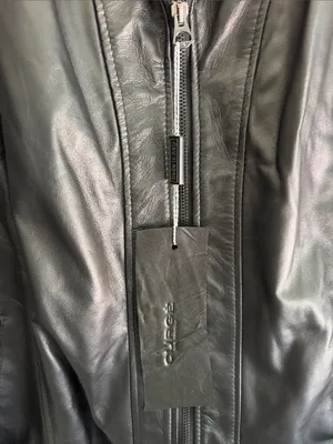 Italian Black Leather Zip-Front Bomber Jacket by CURGÉ EU Size 56 US 3XL thumbnail 3