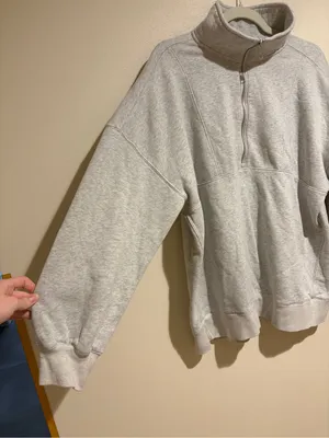 Abercrombie & Fitch Soft A&F Max Essentials Fleece Lined 1/4 Zip Sweatshirt Gray thumbnail 4