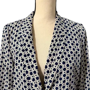 Cartonnier Anthropologie Navy White Geometric Southmark Blazer Sz M Lightweight thumbnail 3