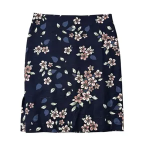 LOFT Navy Floral Pencil Skirt 10 Cherry Blossom Preppy Workwear thumbnail 2
