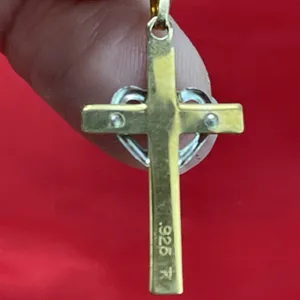 Sterling Silver 925 With Gold Wash Small‎ Cross Pendant Necklace thumbnail 6