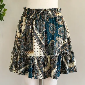 Boho Paisley Skirt Cottagecore‎ Ruffle Tiered Skirt Coastal Cowgirl Flowy XXL thumbnail 1