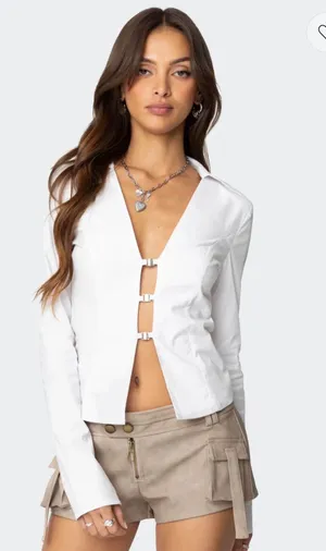 Edikted Top White Long Sleeve thumbnail 1