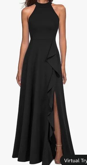 Woosea Womens Black High Neck Ruffle High Low Hem Sleeveless Maxi Dress size XL thumbnail 1