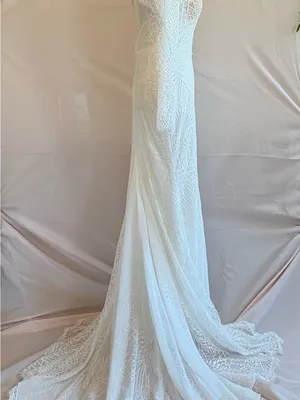 Ivory Long-Sleeve Lace Mermaid Wedding Gown thumbnail 6