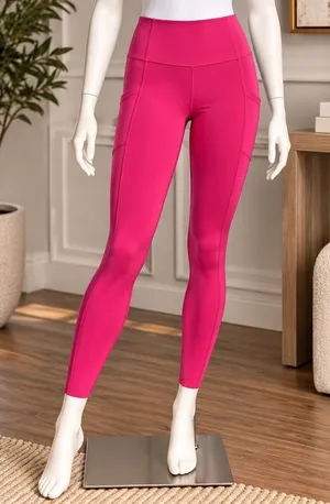 GapFit Women Leggings Pink High Rise Side Pocket Solid Medium thumbnail 1