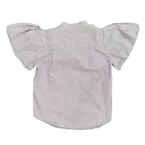 Adam Lippes x RTR Tie Neck Stripped Top in White/Purple, Size US 4​ thumbnail 8