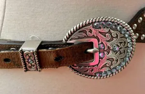 Ariat Women’s Handcrafted Brown Leather Belt Limited Edition Rhinestone Buckle thumbnail 6