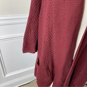 Lucky Brand burgundy‎ knit sweater cardigan size large thumbnail 3