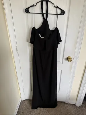 Amanda Uprichard Piazza Halter Ruffle Gown in Black thumbnail 7