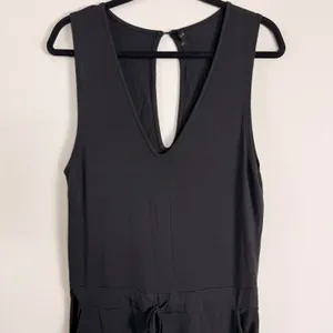 Quince Black Sleeveless V-Neck Wide Leg Drawstring Jersey Jumpsuit Womens Large thumbnail 3