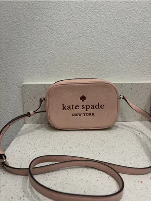 Kate Spade Purse Glitter Pink Leather Camera Bag Crossbody Pebbled Leather EUC thumbnail 14
