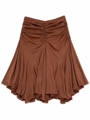 Dance America Ballroom Dance Skirt Brown Ruched Handkerchief Hem XS thumbnail 4