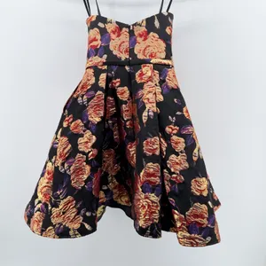 Mac‎ Duggal Floral Brocade Cocktail Dress Black Gold Metallic Sweetheart Mini 0 thumbnail 4