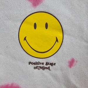 H&M Smiley Collaboration Positive Pullover Hoodie Women's Size Large Tye Dye thumbnail 6