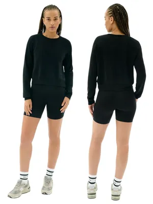 Splits59 Brooks Fleece Long Sleeve Sweatshirt Women's XS Black Active Lounge NWT thumbnail 2