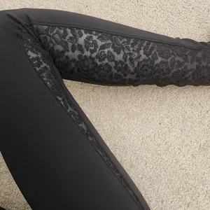 Lululemon women’s black floral mesh panel up side of leg size 6 like new thumbnail 2