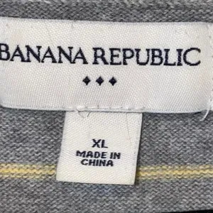 Banana‎ Republic Factory Thermal Shirt XL Gray Striped Long Sleeve Knit Top thumbnail 3