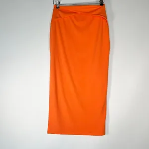 Hey Samy Tessa Orange Cropped Top Midi Bodycon Two Piece Skirt Set Womens L NWT thumbnail 7