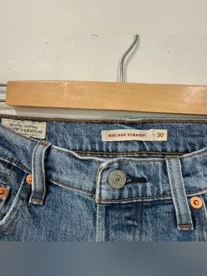 Levi’s Ribcage Straight Blue Ripped Jeans 30 thumbnail 3