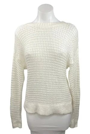 Abercrombie & Fitch Cream Waffle Knit V Back Long Sleeve Sweater Top Size M thumbnail 1