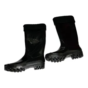 dav Womens Boots Sz 8 US 38 EU Black‎ Rain Boots Sweater Trim Fleece Inside NEW thumbnail 3
