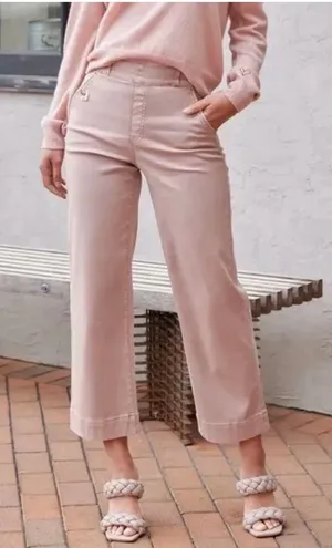 Spanx Stretch Twill Cropped Wide Leg Pink Pants Size Medium. thumbnail 1