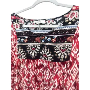 Entro‎ Flowy Shift Mini Dress Size Small Red Geometric Hippie Boho Artsy Retro thumbnail 2