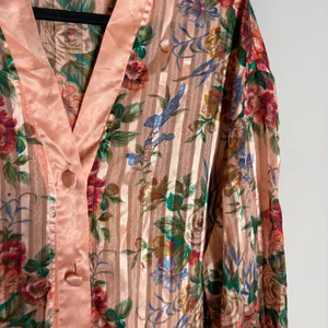 Vtg Gold Label Victoria's Secret floral striped sleep shirt thumbnail 2