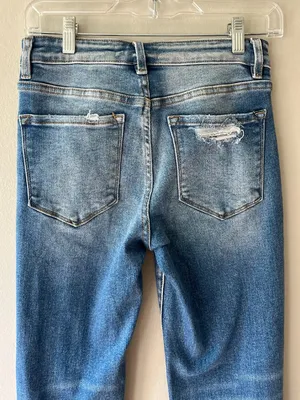 Vervet Flying Monkey Sz 25 mid-rise flare jeans distressed & raw hem pockets thumbnail 5